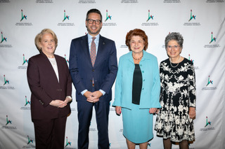 Roberta (Robbie) Kaplan, Honoree; Josh Rednik, AFHU CEO; Fran Katz, AFHU National Board of Directors; Audrey Strauss, Honoree