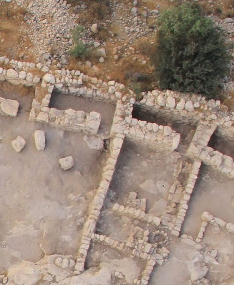 Aerial view of the casemate city wall found at Khirbet ed-Dawwara Credit: Skyview