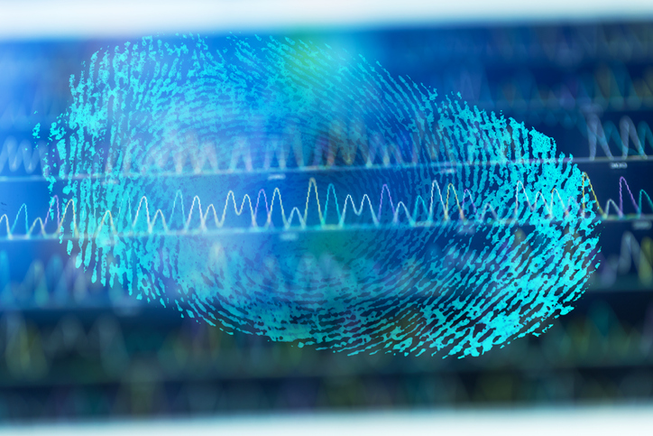 Finger print with DNA code at background