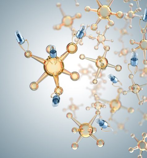 Digital background depicting innovative technologies in medicine, research genetic and biology molecular physics technology and innovations