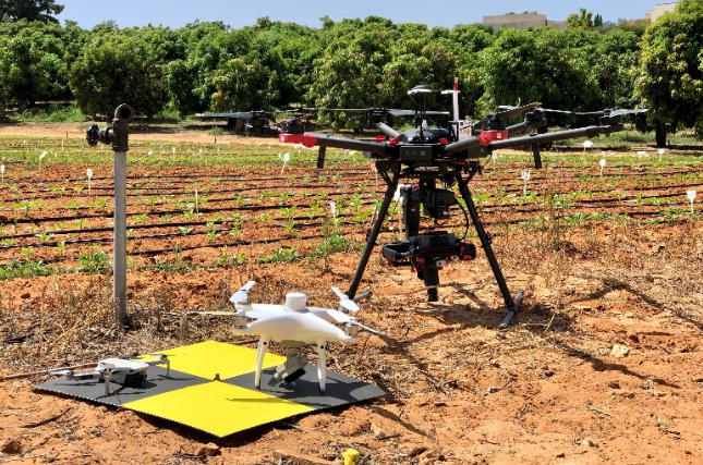 Drone used at young sesame experimental plot
